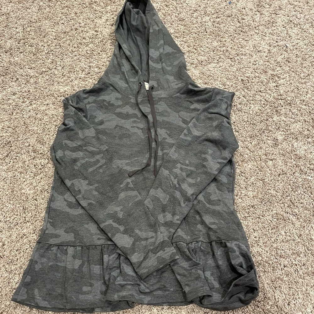 Womens grey camo skirted hoodie